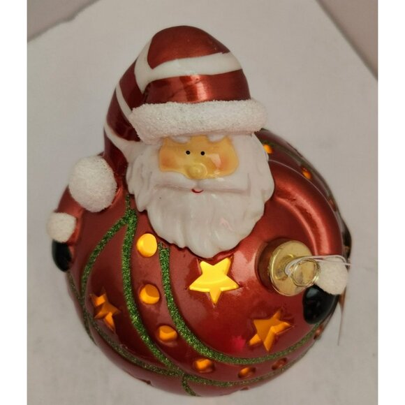 Home Reflections Ceramic Luminary Santa Ornament w/ Colorful Lights or Candle - Picture 2 of 16